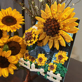Creative Expert Ideas sunflower Helianthus Painting Photo Frame 92003 666pcs Moc Bricks Modular Model Building Blocks Santa Toy