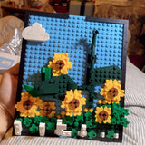 Creative Expert Ideas sunflower Helianthus Painting Photo Frame 92003 666pcs Moc Bricks Modular Model Building Blocks Santa Toy