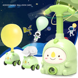 Funny Balloons Powered Car Piggy/Bee/Dinosaur Cartoon Inflator Aerodynamic Vehicle w/ Pump Launch Kids Educational Toy