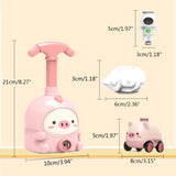 Funny Balloons Powered Car Piggy/Bee/Dinosaur Cartoon Inflator Aerodynamic Vehicle w/ Pump Launch Kids Educational Toy