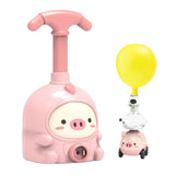 Funny Balloons Powered Car Piggy/Bee/Dinosaur Cartoon Inflator Aerodynamic Vehicle w/ Pump Launch Kids Educational Toy